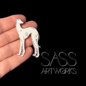 Rita Houndworth weiß und silber Emaille Pin | Windhund | Whippet | Italienischer Windhund | Emaille Pin | Brosche