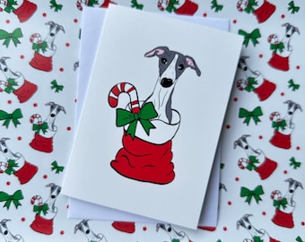 Pup of Cheer Christmas wrapping paper and card pack greyhound whippet Italian greyhound dog