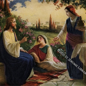 Jesus with Mary & Martha Print by Giovanni Untersberger 8.5&quot; x 11&quot;