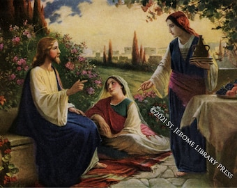 Jesus bei Maria & Martha Druck von John Untersberger 22 cm x 28 cm