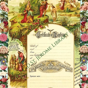 Certificado de Bautismo Católico 8.5" x 11"