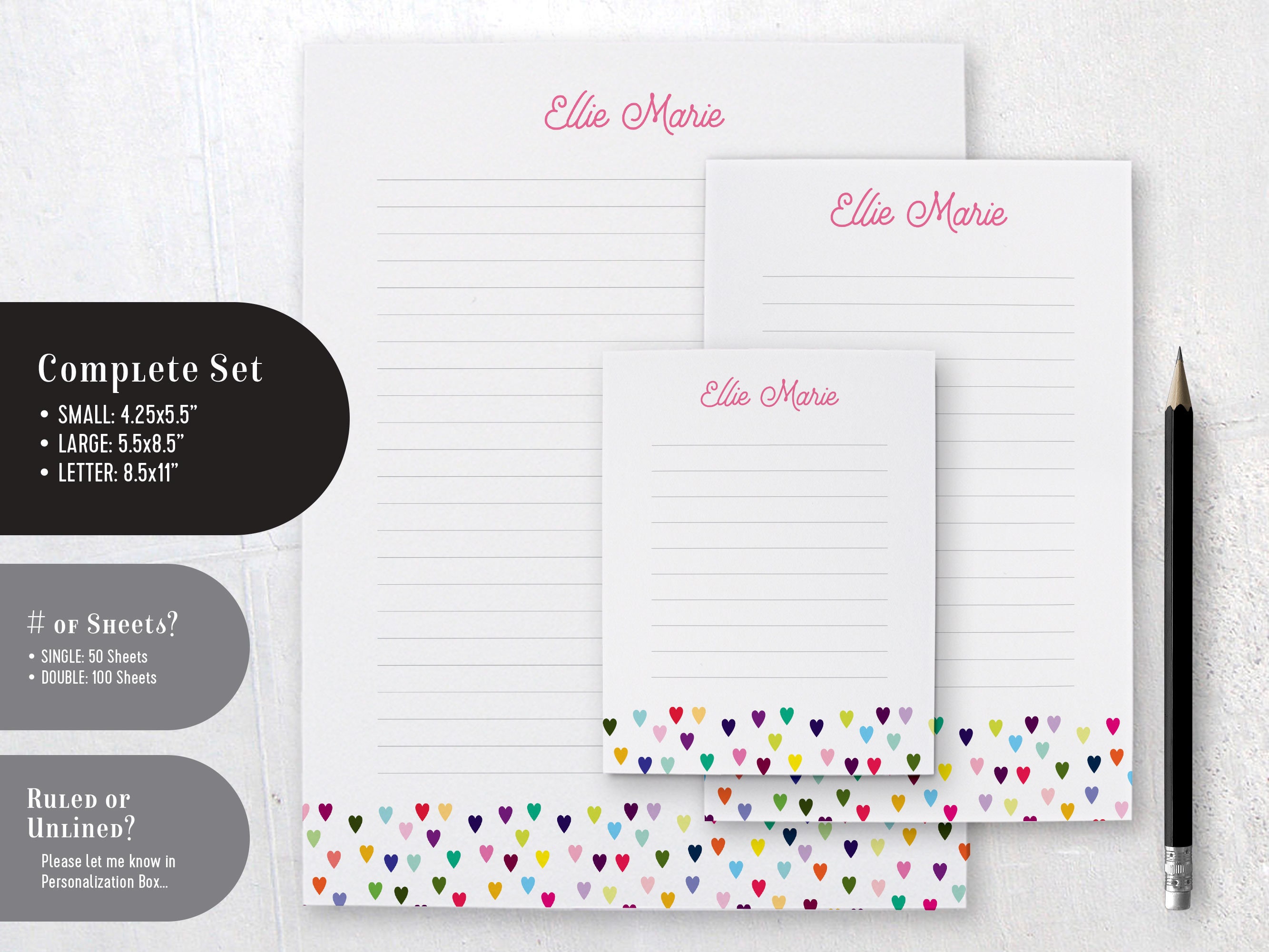 Personalized Notepad Heart Notepad Heart Stationary Etsy