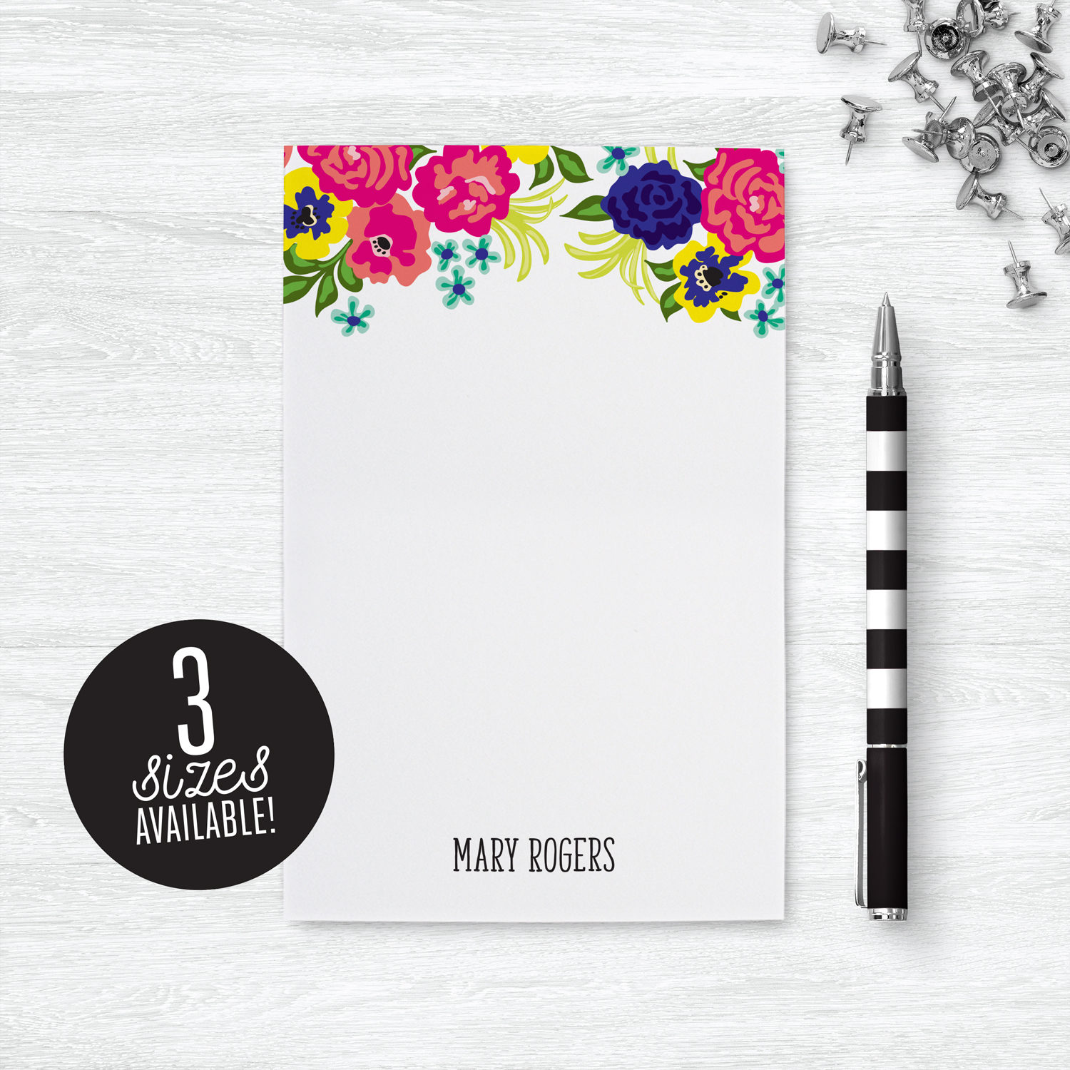 Letter Stationary Notepad Personalized Note Pads Flower Etsy
