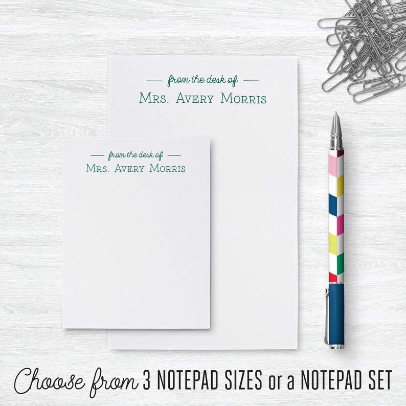 Personalized Notepad Set From The Desk Of Notepad Teachers Etsy