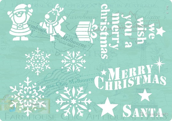 Christmas Stencil, Merry Christmas Stencil, Snowflake Stencil, Santa Stencil, Christmas Themed Stencil, Christmas Decoration Stock No 5
