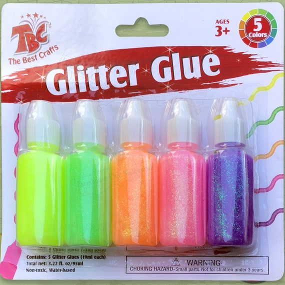 5 x Glitter Colored Glue Paints Sparkly Bright Flouro colours For Kids Children Toddlers. #KidsArt #KidsPaint #ToddlerPaint