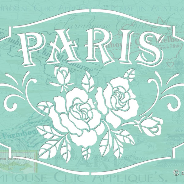 Reusable Furniture Stencil, Jardin French Vintage Stencil, Garden Stencil, Flower Rose Stencil, Pochoir de jardin de Paris. Stock No 3