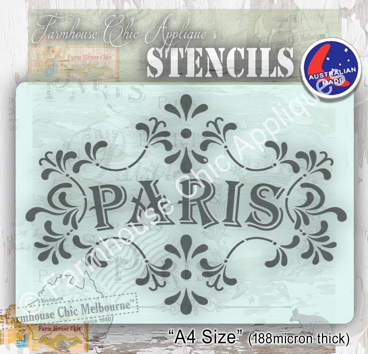 Reusable Stencil, French Vintage Stencil, Paris Stencil, Cake Stencil