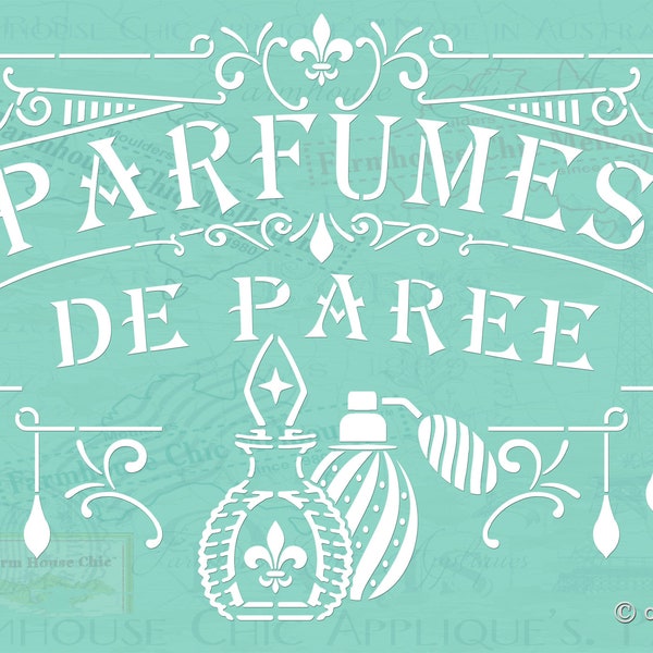 Parfumes de Paree Stencil, Parfumerie Paris Stencil, Perfume Stencil, Vintage French Stencil, Pochoir Français vintage. No 45