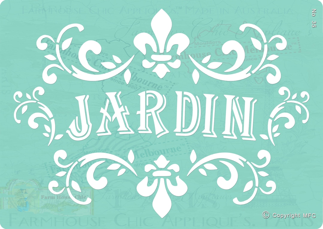 Stencil, Jardin French Vintage Stencil, Garden Stencil, Pochoir Jardin