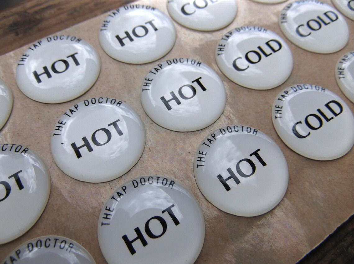 Old Fashioned Tap Button Stickers Hot and Cold Tap Decals Hot Etsy