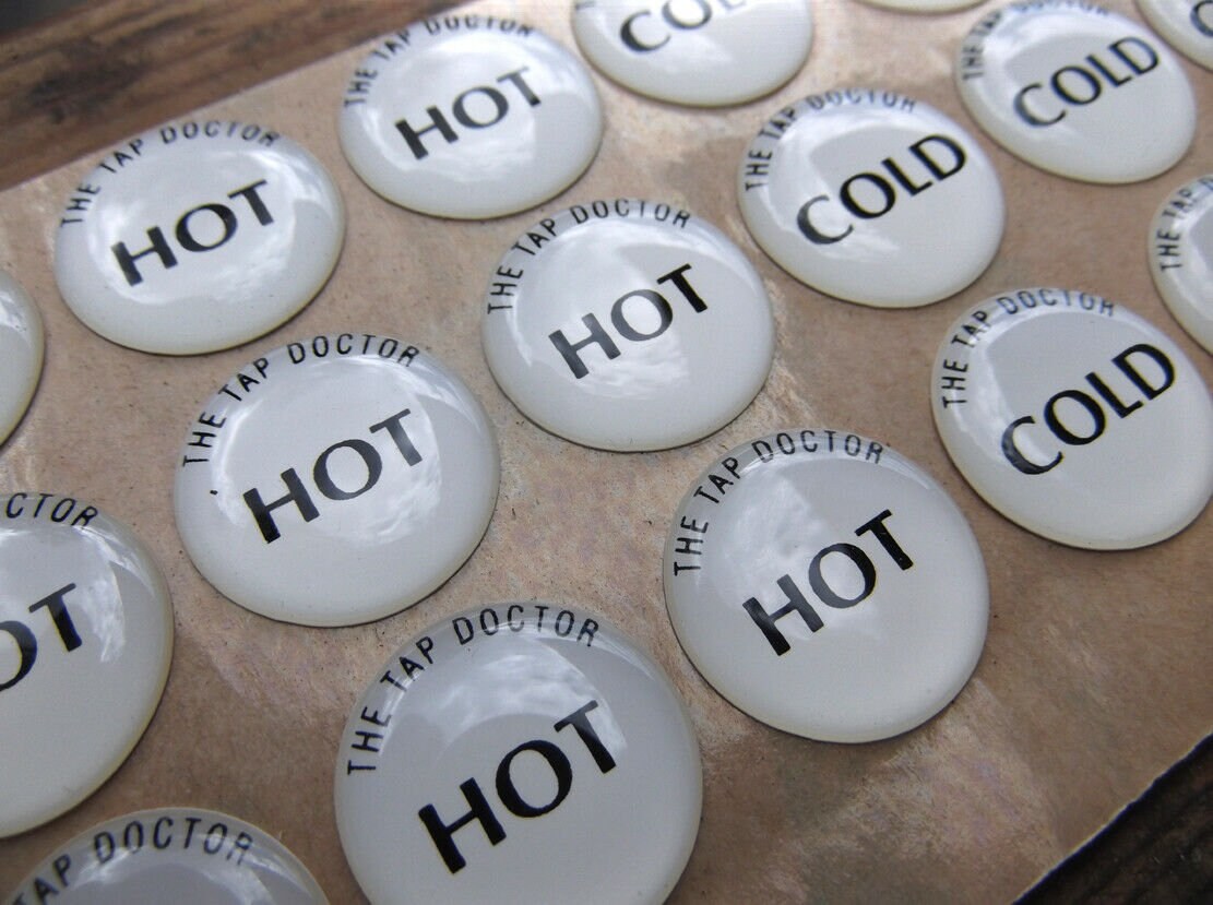 Old Fashioned Tap Button Stickers Hot and Cold Tap Decals Hot Etsy