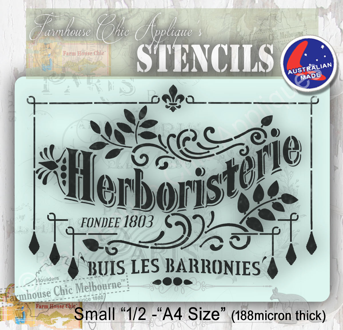 Mylar Furniture Stencil Paris Herb Stencil French Vintage Stencil mylar-furniture-stencil-paris-herb-stencil-french-vintage-stencil