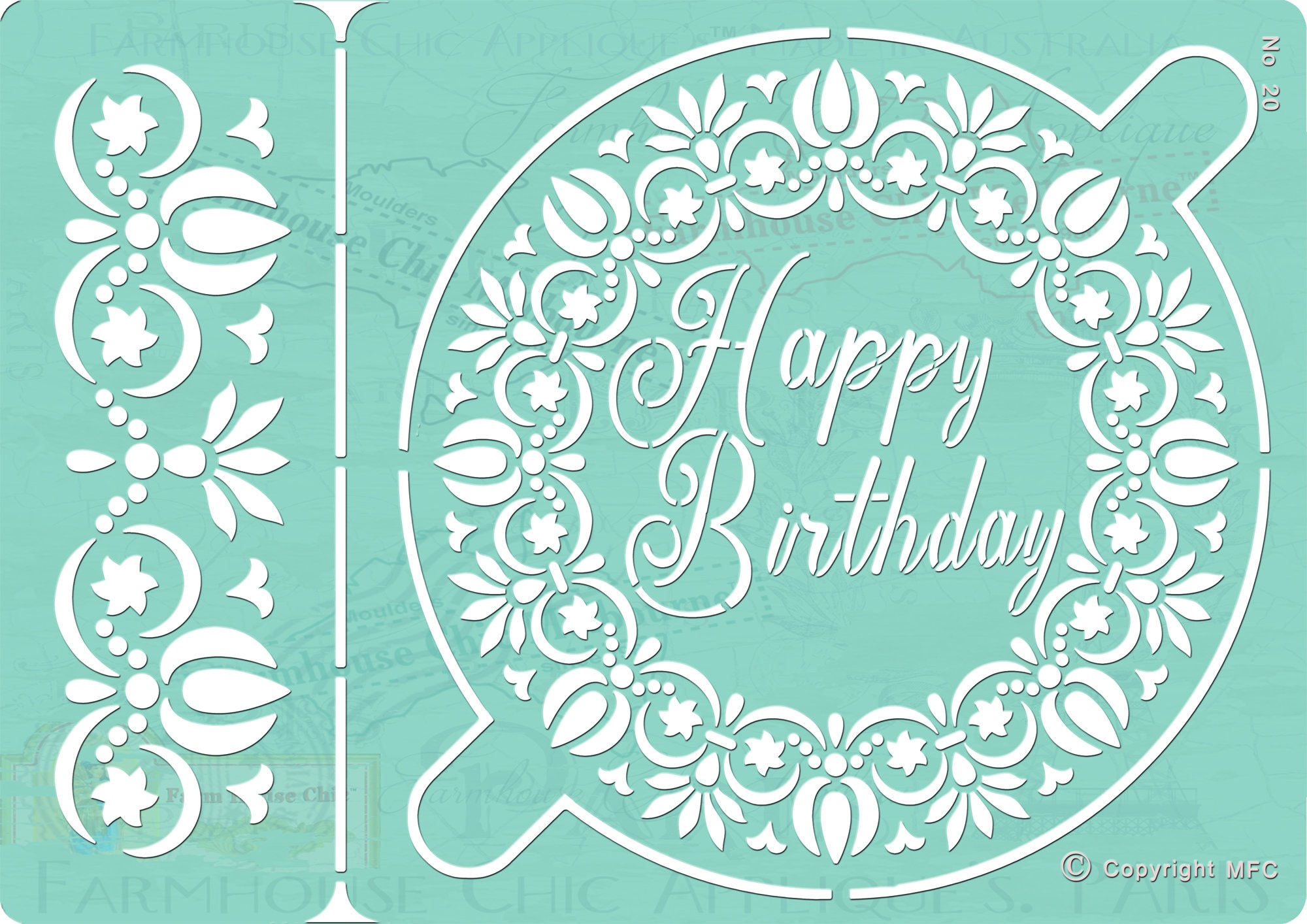 Happy Birthday Cake Stencil, Cake Stencil, Reusable 7 3/4 Inch or 19.5 ...