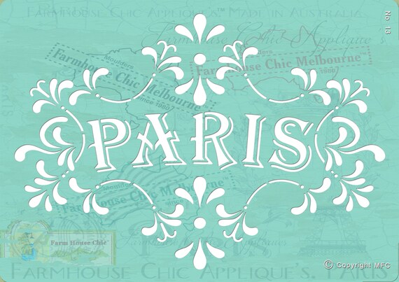 Reusable Stencil, French Vintage Stencil, Paris Stencil, Cake Stencil, Cushion Stencil, Stencil Francese Paris Stencil Stock No 13