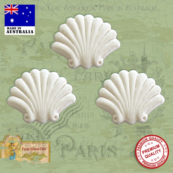 Shabby Chic French Provincial 3 x Shell Furniture Appliques Resin Mouldings. Furniture Applique, Decorations, DIY French Style Furniture