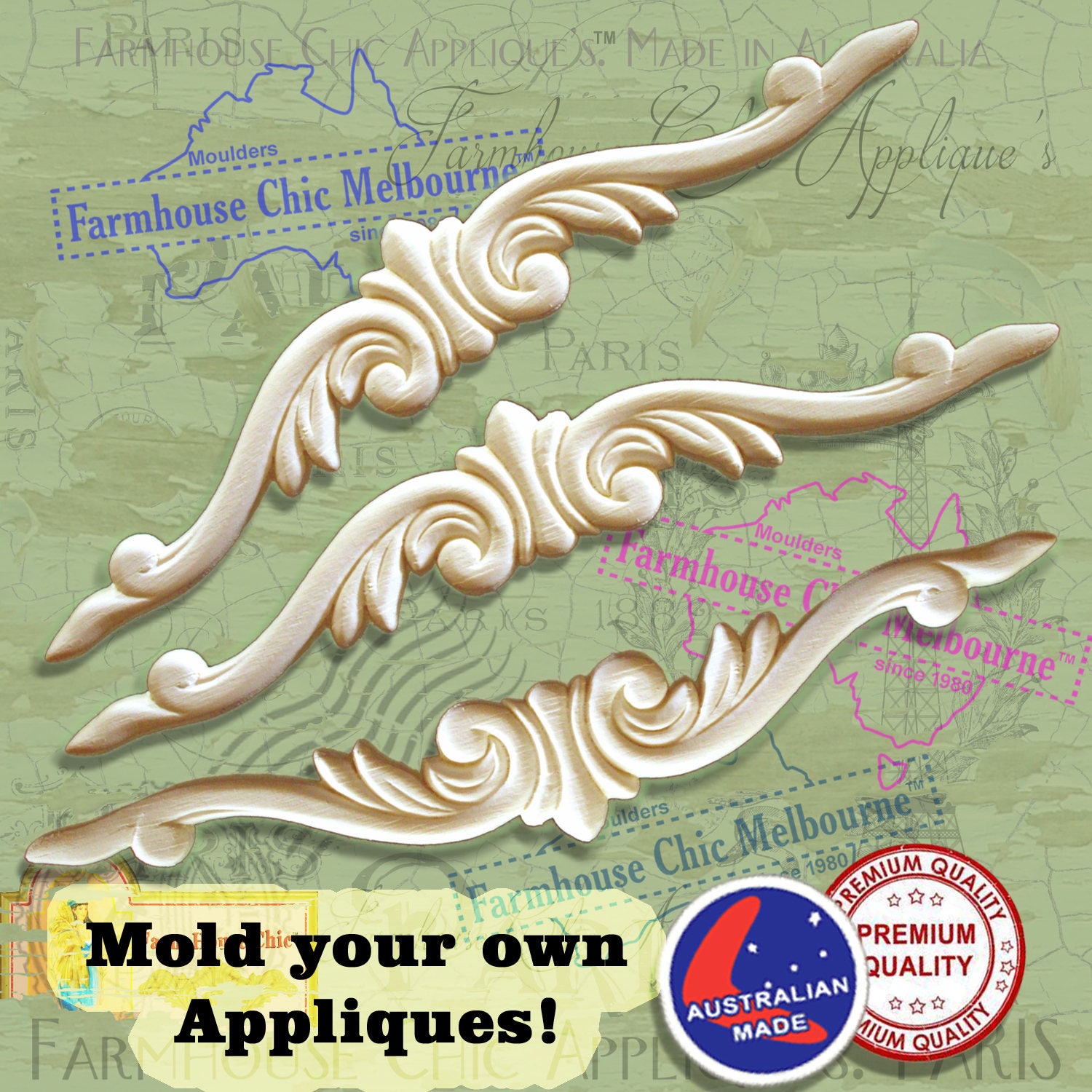 Silicone Mold for Furniture Appliques For Resin, Paper PMC Clay