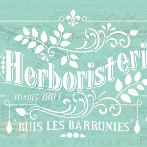 Mylar Furniture Stencil, Paris Herboristerie Stencil, French Vintage Stencil, Artist Stencil, Wall Stencil,  #ParisStencil Stock No 11