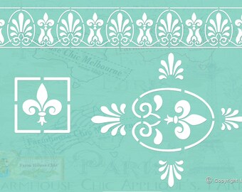 Mylar Stencil, French Vintage Stencil, Art Stencil, Reusable Stencil, Furniture Decorations,  Cushion Stencils. Border Stencils. No 41