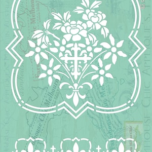 Reusable Stencil, French Vintage Stencil, Shabby Chic Stencil, Upcycle, Stencil Border, Flower Stencil, Gothic Stencil. Stock No 21