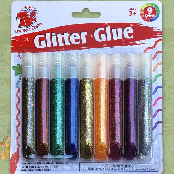 Kid's Water Based Glitter Colored Glue paints 9 iridescent & sparkly colors #HolidayCraft #HomeSchooling #ChildrensPaintSet #Non-toxicPaint