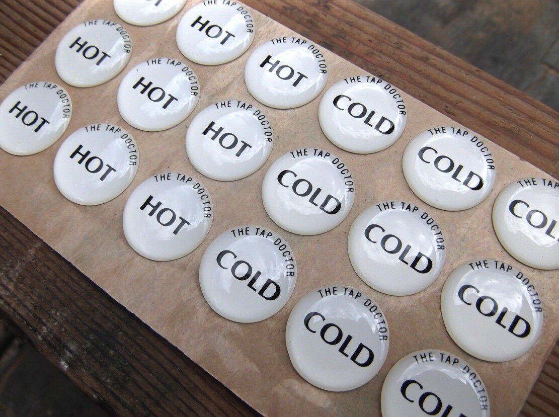 Old Fashioned Tap Button Stickers Hot and Cold Tap Decals Hot Etsy