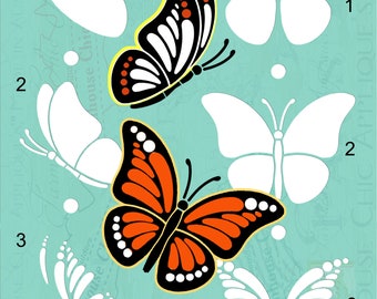 Beautiful Butterfly Stencil, Garden Stencil, Reusable Stencil, Layered Stencil, Beau pochoir papillon, Hermosa plantilla de mariposa No 48