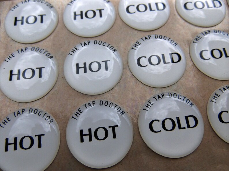 Old Fashioned Tap Button Stickers Hot and Cold Tap Decals Hot Etsy