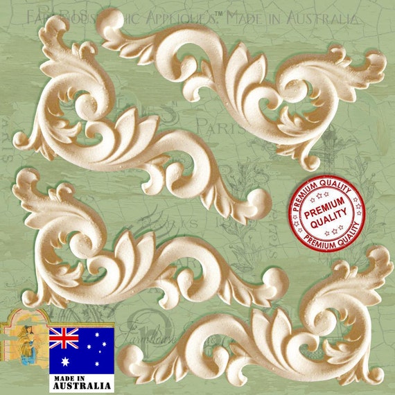 4 x Shabby Chic French Furniture Mouldings, Furniture Corner Decorations or Furniture Center Resin Appliques. Made in Australia