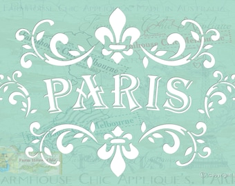 Plantilla de muebles, plantilla vintage francesa, plantilla de artista, decoración de muebles, plantilla de pared, plantilla de cojín. Plantilla de París. Número de inventario 8