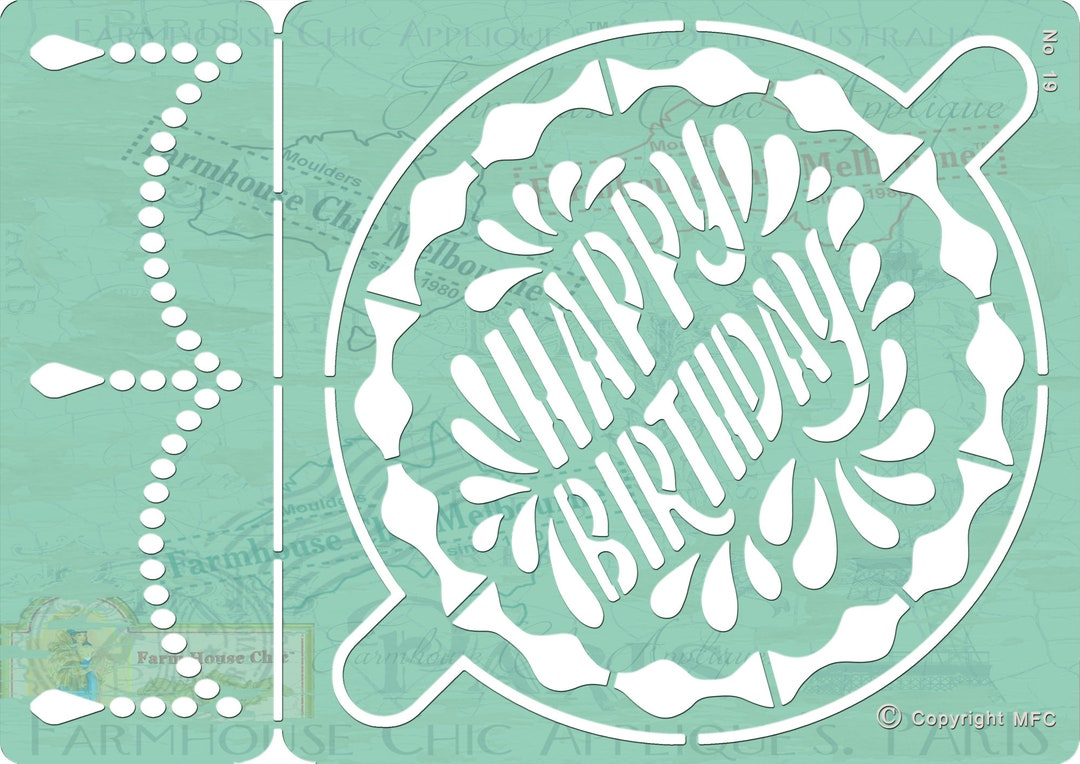 Happy Birthday Cake Stencil, 2 Parts, Reusable 7-1/2 Inch or 19 Cm ...