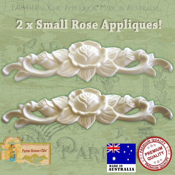 2 X Shabby Chic French Furniture Applique Small Rose Furniture Etsy