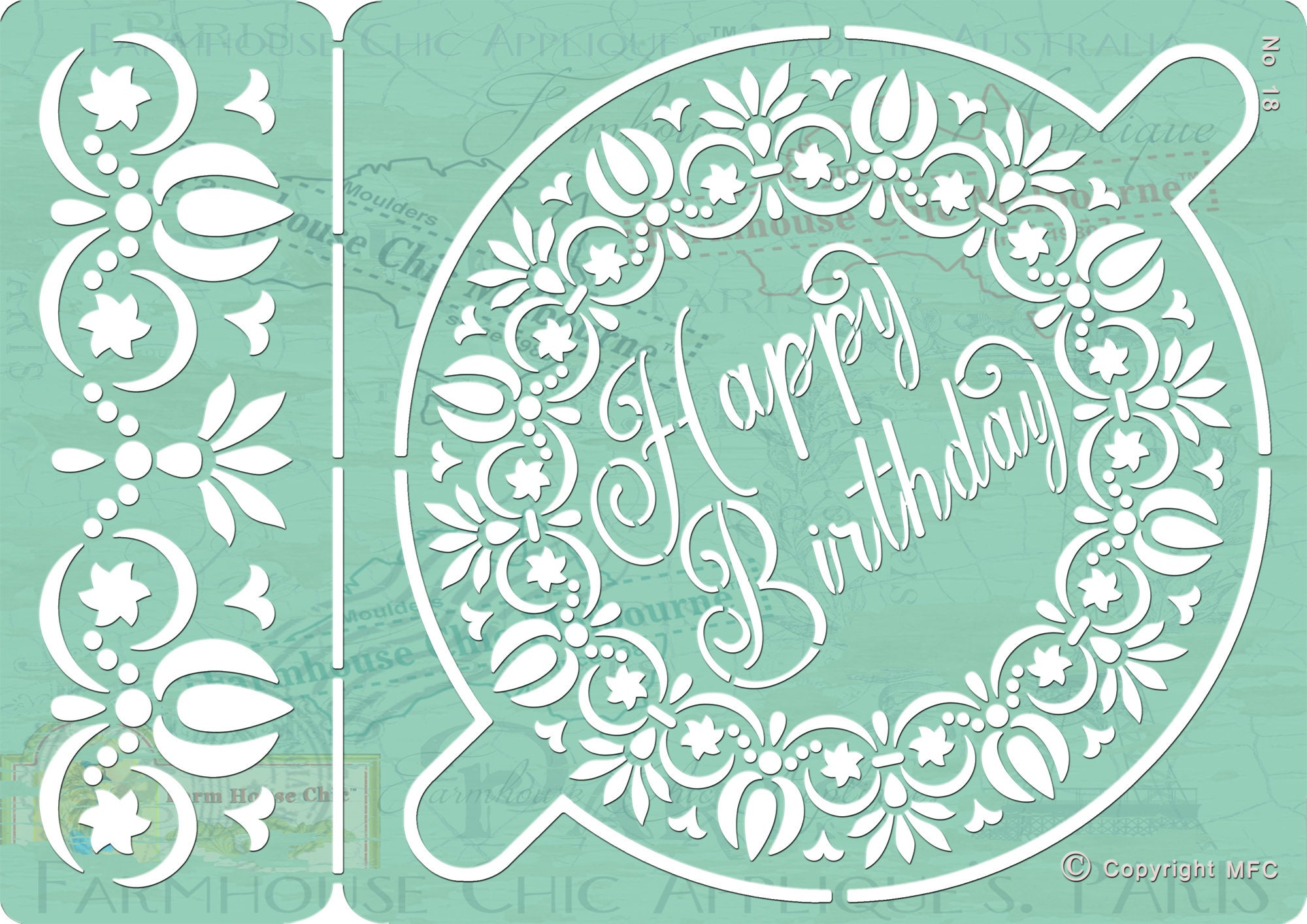 Designer Stencils Happy Birthday Cake Stencil - 2.8x4.75 Inch, Food Grade Plastic For Icing & Powder
