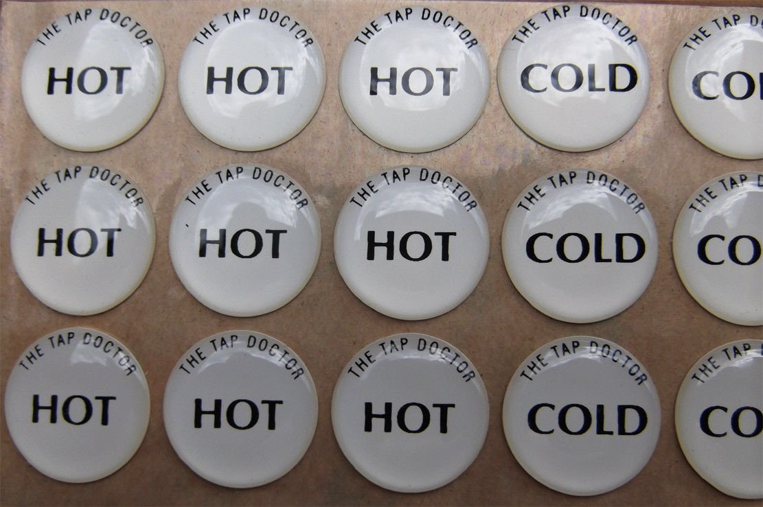 Old Fashioned Tap Button Stickers Hot and Cold Tap Decals Hot Etsy