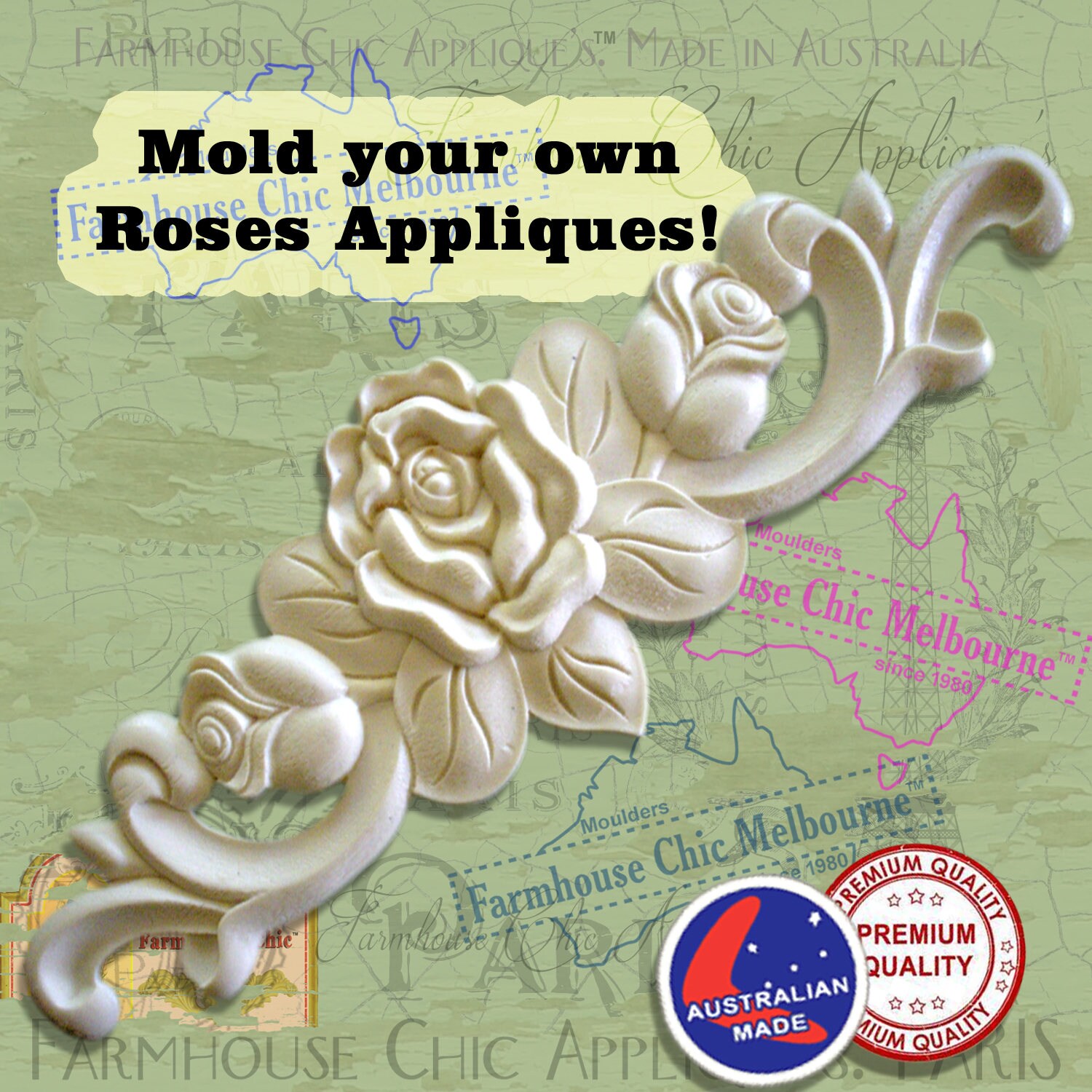 Silicone Mold for Furniture Appliques For Resin, Paper PMC Clay