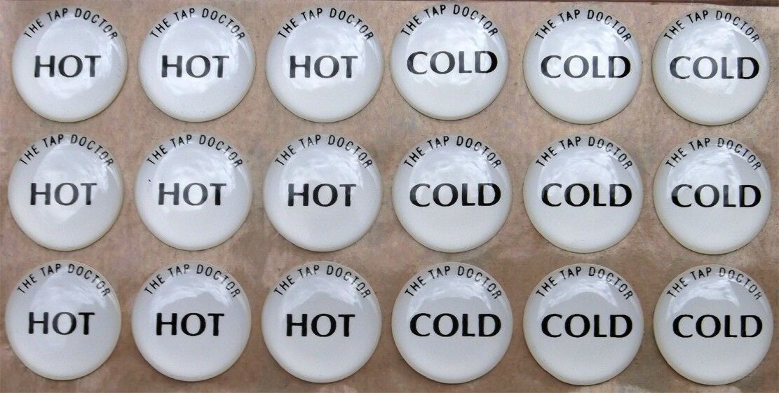 Old Fashioned Tap Button Stickers Hot and Cold Tap Decals Hot Etsy