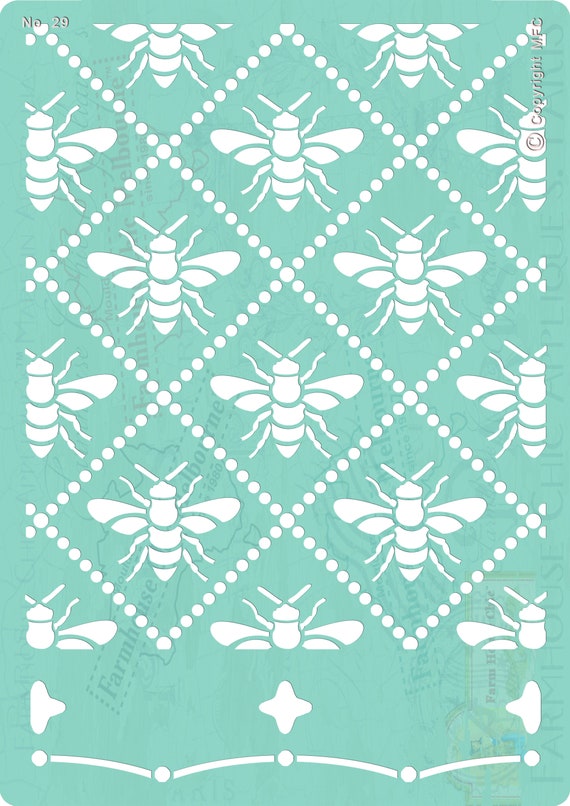 Bee Stencil Seamless Honey Bee Stencil Reuseable Stencil, French Vintage Stencil, Pochoirs de meubles, Abeilles! Furniture Upcycling No 29