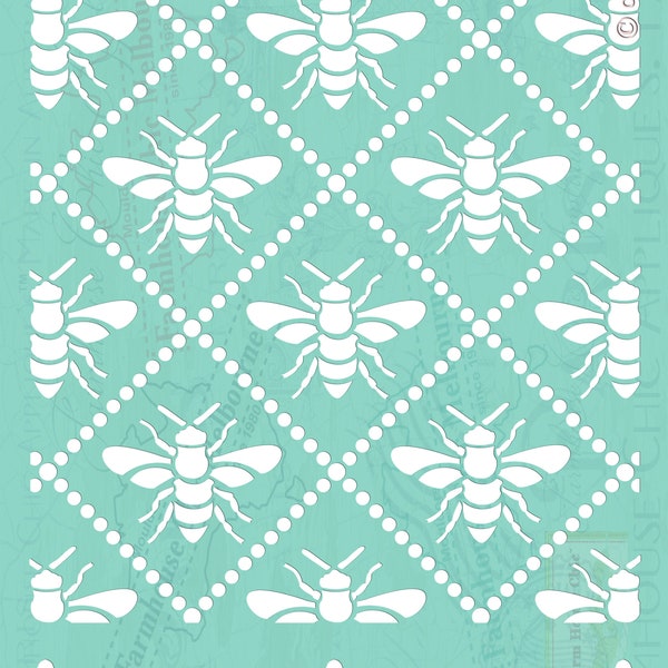 Bee Stencil Seamless Honey Bee Stencil Reuseable Stencil, French Vintage Stencil, Pochoirs de meubles, Abeilles! Furniture Upcycling No 29