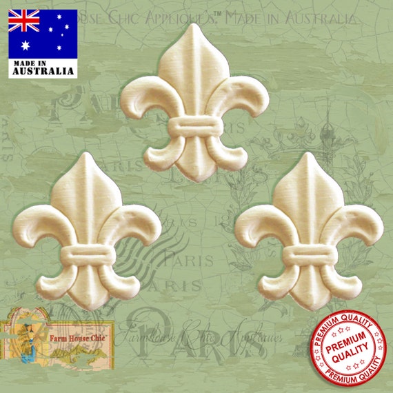 Shabby Chic French Provincial ~ 3 x Fleur de lys Furniture Appliques Moudings. Furniture Applique, Decorations, DIY French Style Furniture