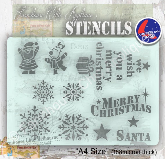 Stencil Buon Natale.Natale A Stencil Mylar Stencil Stencil Buon Natale Fiocco Etsy