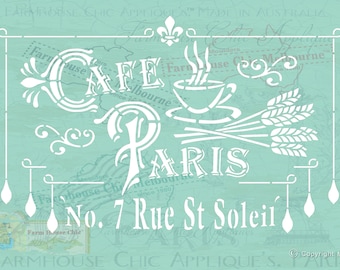 French Stencil, Pochoirs de meubles Stencil, Cafe Paris Stencil, French Vintage Stencil   #CafeParisStencil  #Pochoirsdemeubles Stock No 10