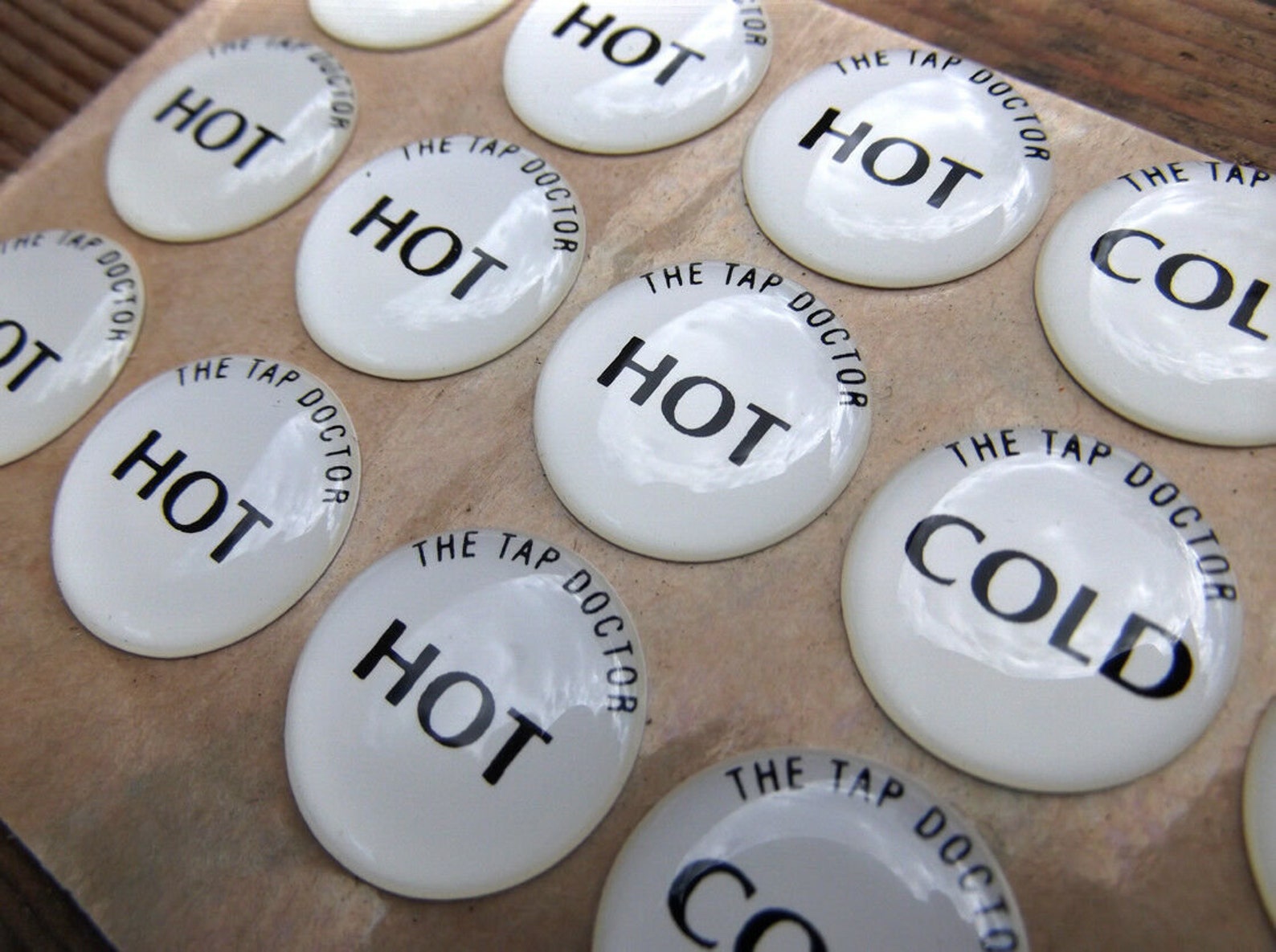 Old Fashioned Tap Button Stickers Hot and Cold Tap Decals Hot Etsy