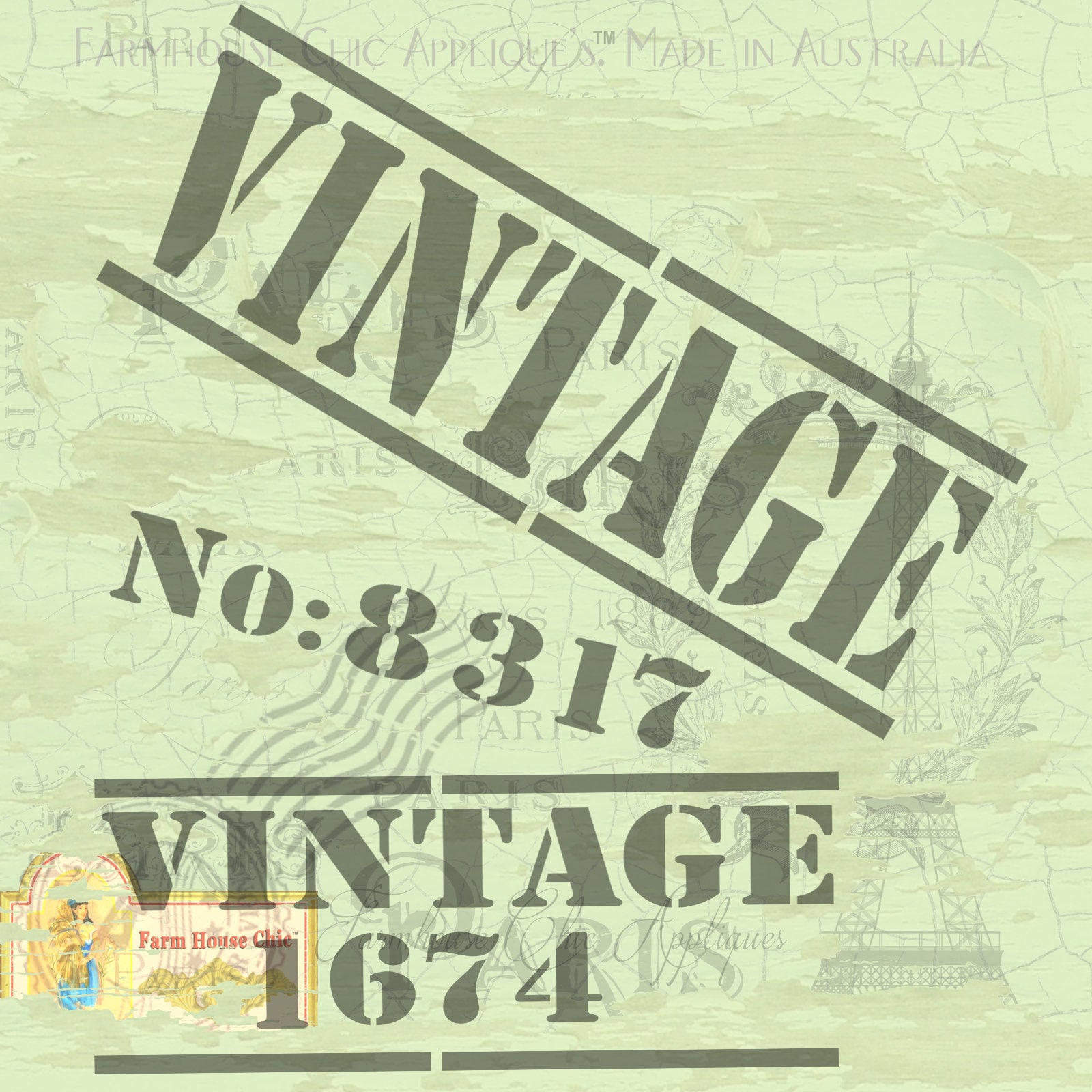 Vintage Stencil, Numbers Stencil, Mylar French Style Vintage Stencil