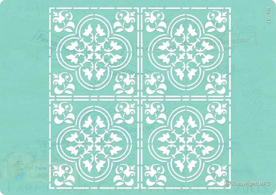 Tile Stencil, Moroccan Tile Stencil, Vintage Tile Stencil, Tile Pattern Stencil, French Moroccan Tiles, Français Tuiles marocaines No 37