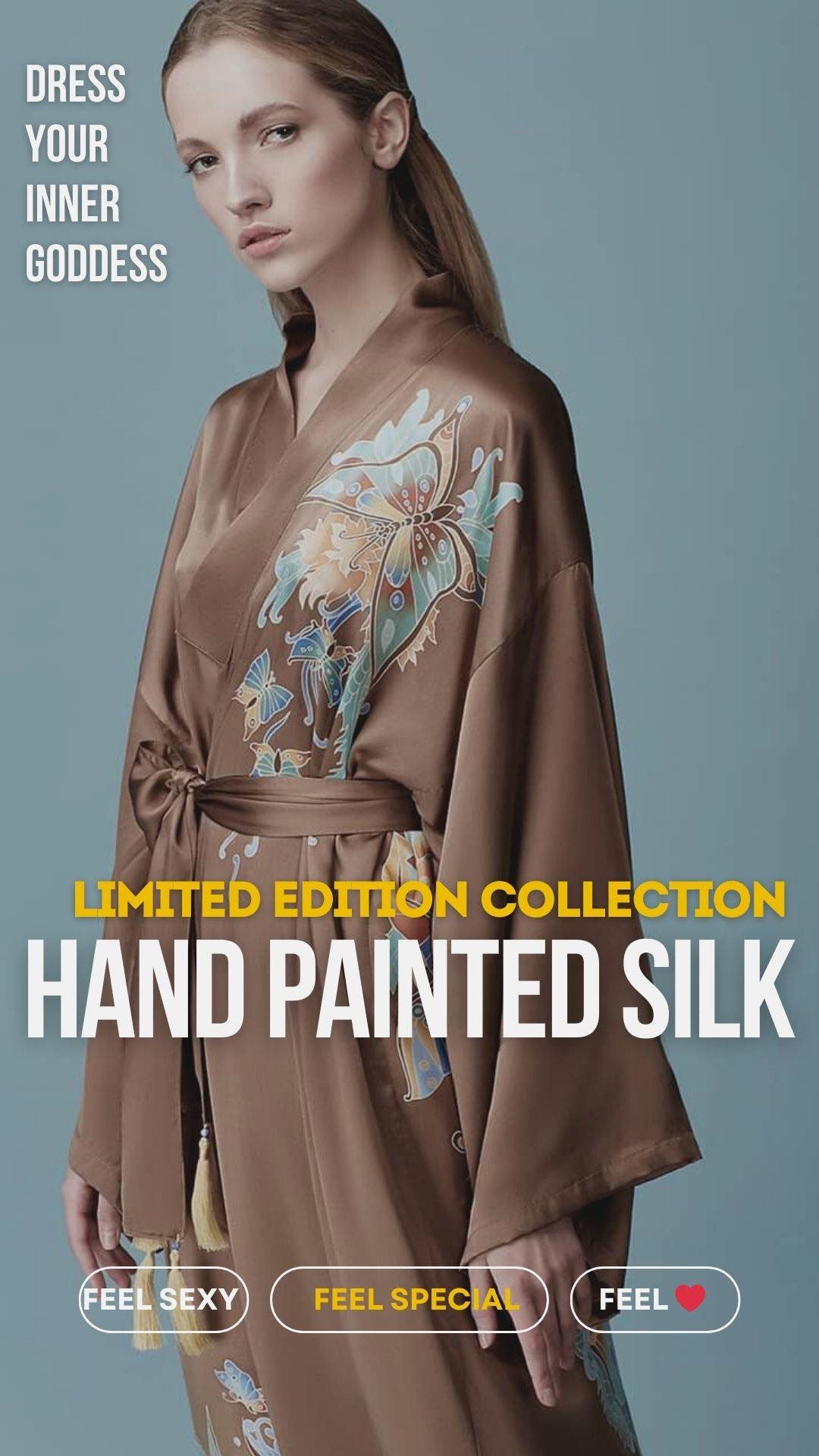 Rare Find I Luxury Silk Robe I Hand Painted Silk Kimono Robe I Silk ...