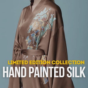 Rare Find I Luxury Silk Robe I Hand Painted Silk Kimono Robe I Silk Kimono Dress I Beachwear Silk Kaftan I Gift For Her
