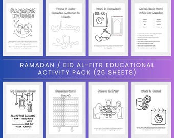 26 Ramadan Printables, Educational Eid Activities, Ramadan Activity Book, Eid Activity Book, Ramadan Coloring, Ramadan Kids