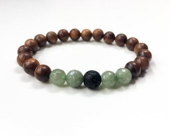 Essential Oil Diffuser Bracelet - Sandalwood + Olive Jade