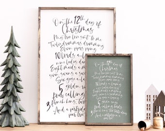 12 Days of Christmas Sign | Farmhouse Christmas Wall Decor | Holiday Wall Decor | Christmas Wall Decor