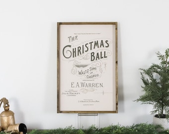 Christmas Ball Vintage Wall Decor | Christmas Vintage Art | Christmas Wall Decor | Vintage Christmas Wall Decor